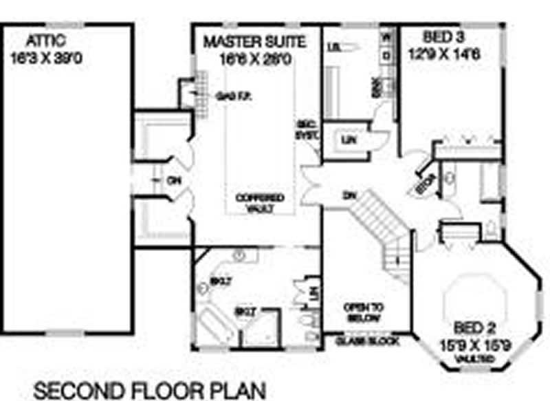 Floor Plan Second Story of Victorian Plan #145-1550
